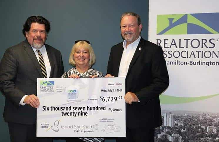 Realtors Association of Hamilton-Burlington presents funds raised at golf tournament to Good Shepherd