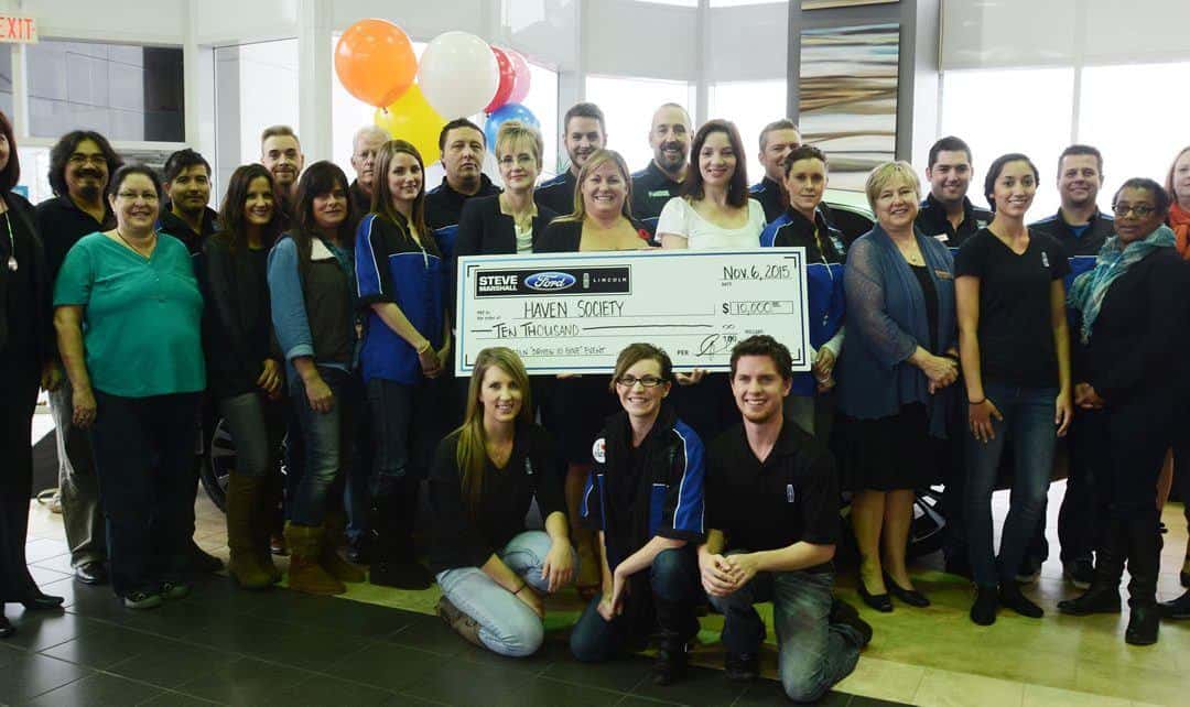 VIREB and auto dealership present $10,000 to Nanaimo’s Haven Society